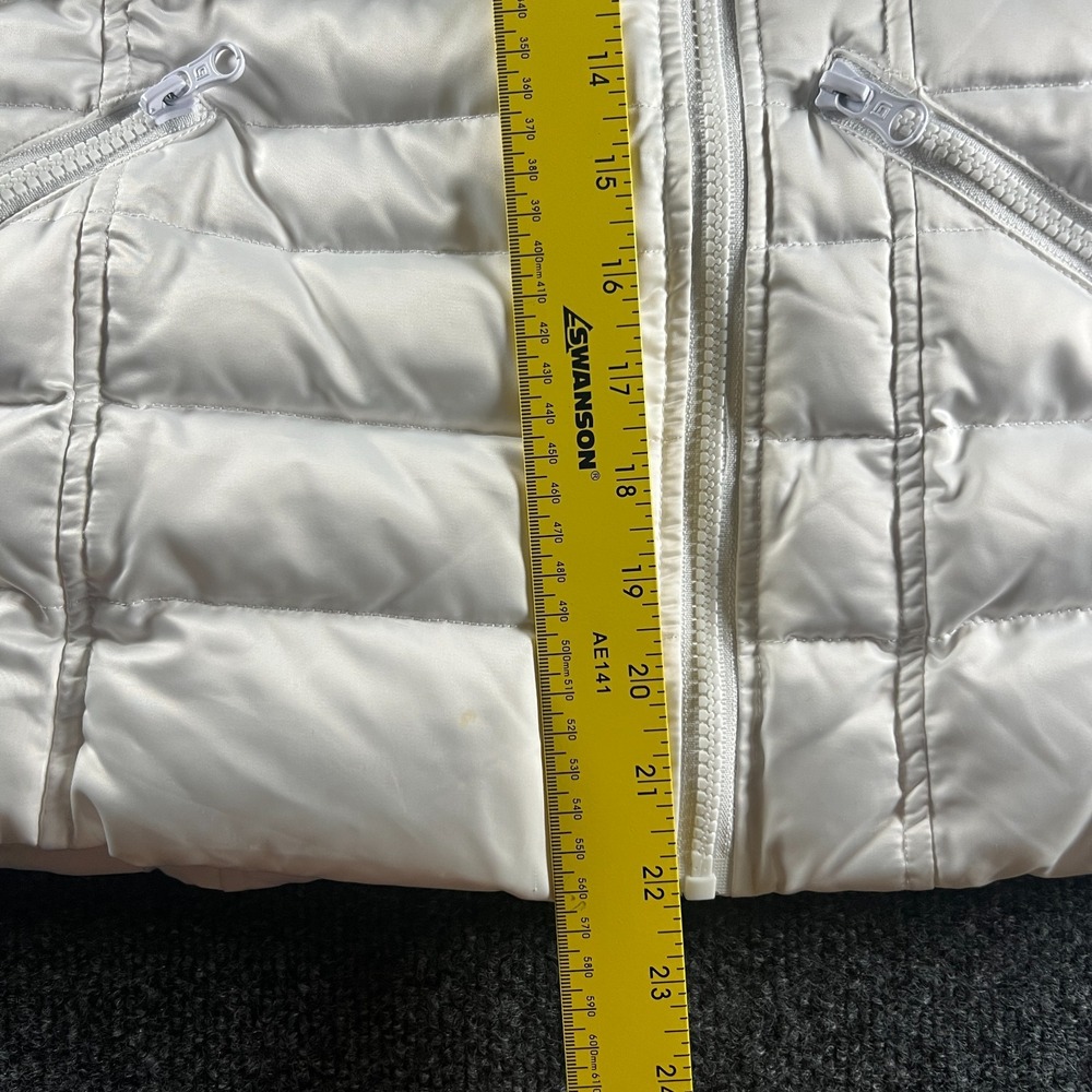 Blanc Noir Puffer Vest Womens Medium White Softshell Quilted Down Asymmetric Zip - Picture 3 of 15